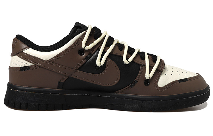 Order [Zapatos Personalizados] Nike Dunk Low 'Negro-Marrón-Crema Envejecido' DJ6188-002(Team拾玖-黑棕爱心男S-BOX)