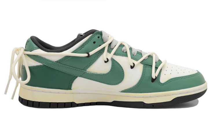 Order ナイキダンクロー "ディストレストシャドウパッチワーク分解ホワイトグリーン" カスタムシューズ DD1391-300(Team拾玖-风绿贴布男S-BOX)