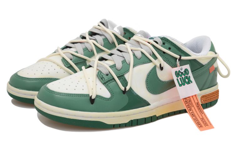 Lookbook [Kasut Custom] Nike Dunk Low 'Distressed Shadow Patchwork Deconstructed Putih-Hijau' FD9911-101(Team拾玖-风绿贴布女S-BOX)