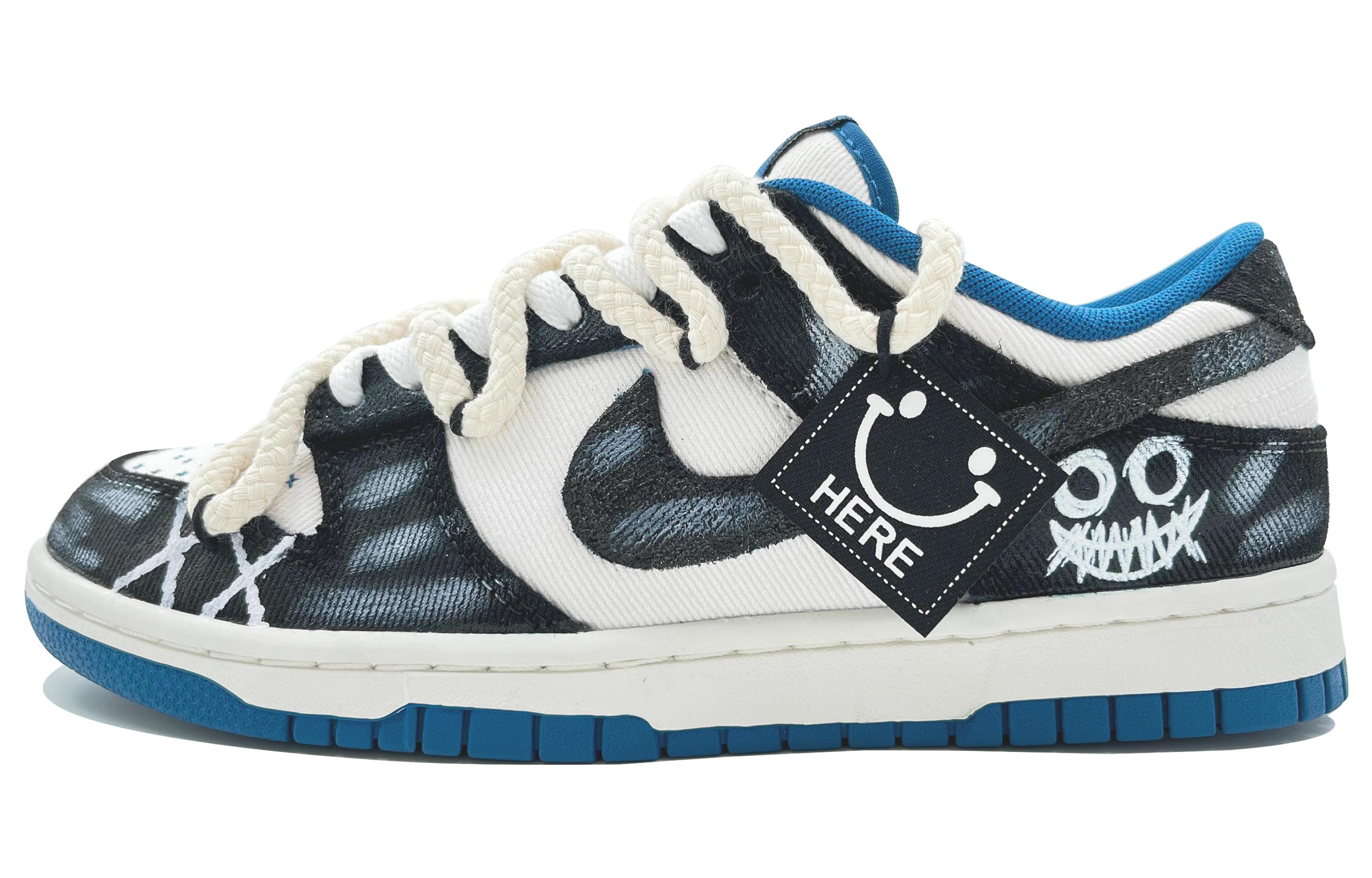 Buy [Custom Kasut] Nike Dunk Low 'Doomsday Smiley Hitam dan Putih' DV0834-101-466797