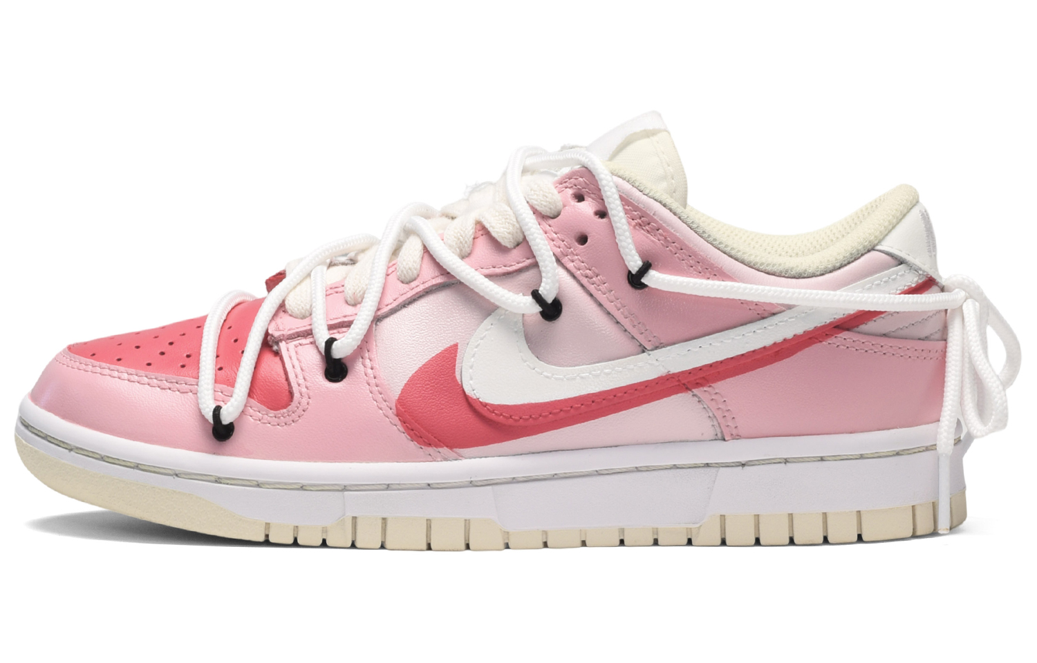Buy [Kasut Custom] Nike Dunk Low 'Dopamine Double Swoosh Sakura Merah Jambu Putih' DJ6188-100(TeamE-男款樱花恋粉白)