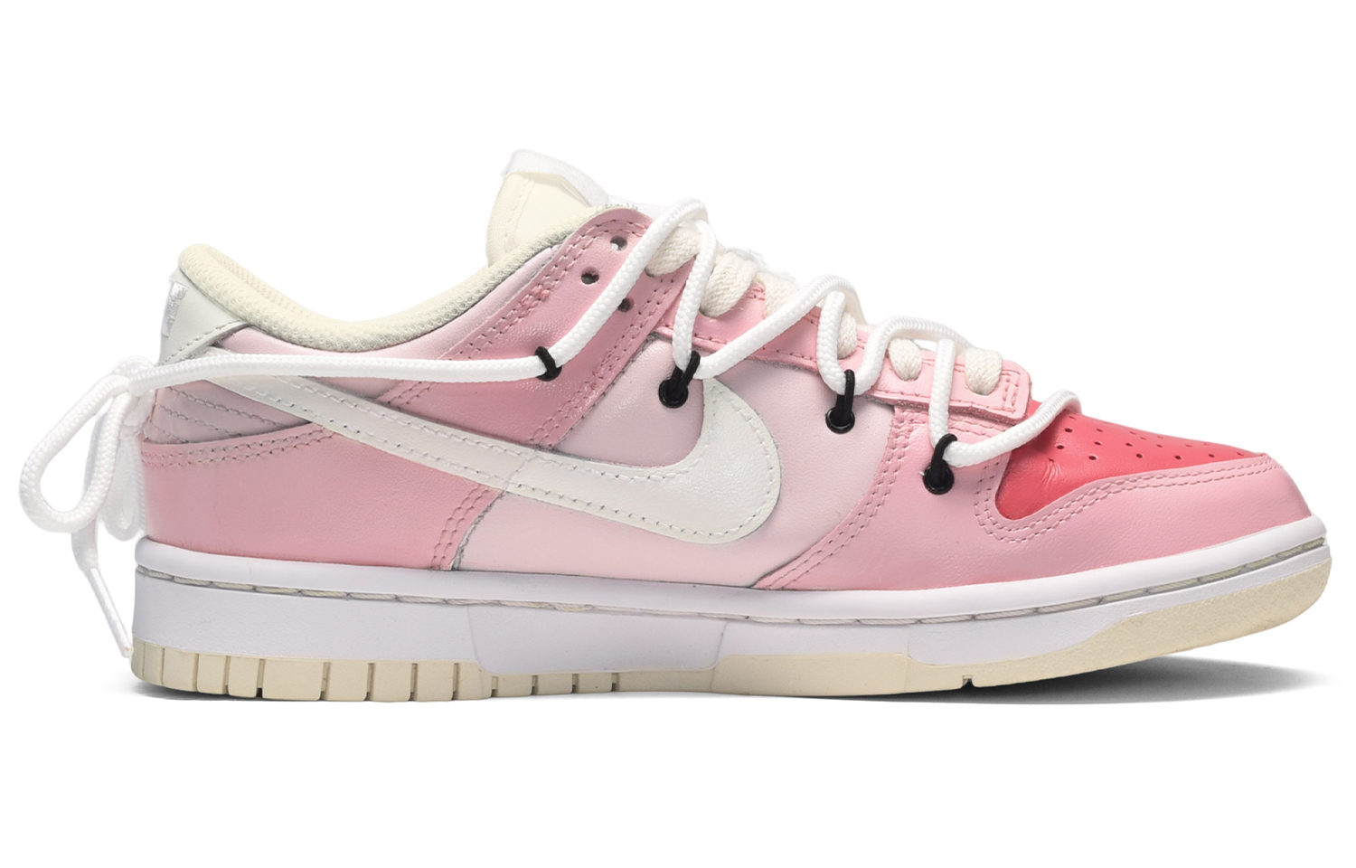 Order [Kasut Custom] Nike Dunk Low 'Dopamine Double Swoosh Sakura Merah Jambu Putih' DJ6188-100(TeamE-男款樱花恋粉白)