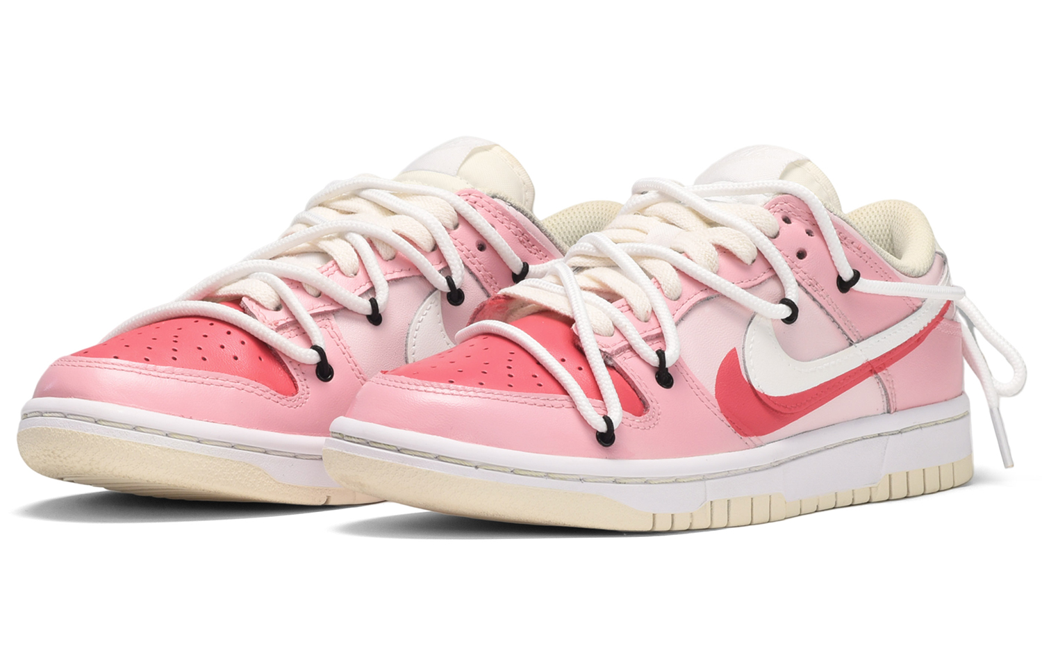 Lookbook [Kasut Custom] Nike Dunk Low 'Dopamine Double Swoosh Sakura Merah Jambu Putih' DJ6188-100(TeamE-男款樱花恋粉白)