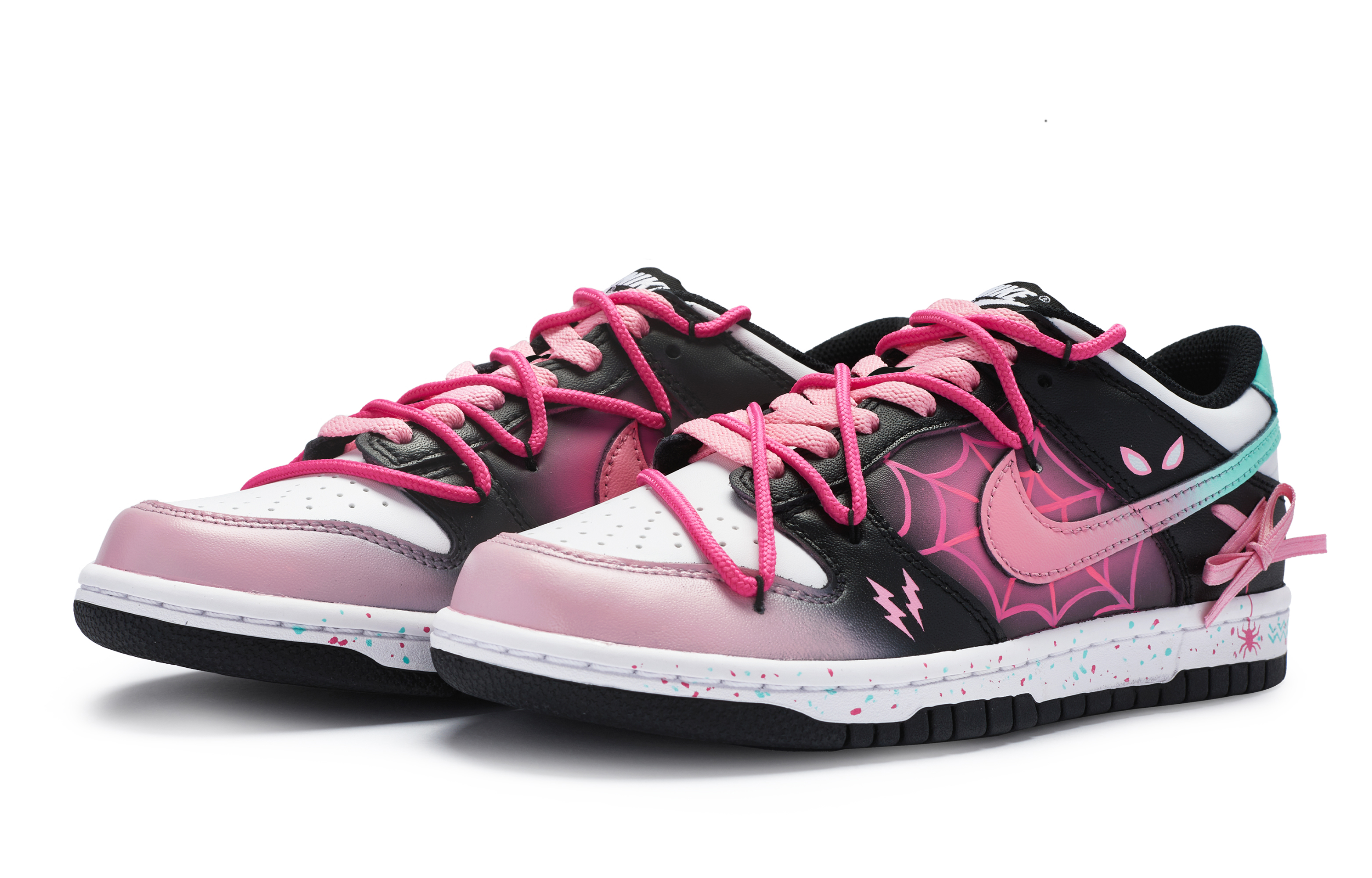 Lookbook [Kasut Custom] Nike Dunk Rendah 'Dopamine Gwen' CW1590-100(Team80-女款格温绑带少女黑白粉)