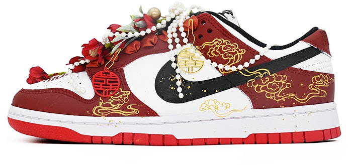 custom-shoes-nike-dunk-low-double-happiness-cloud-pattern-red-gold