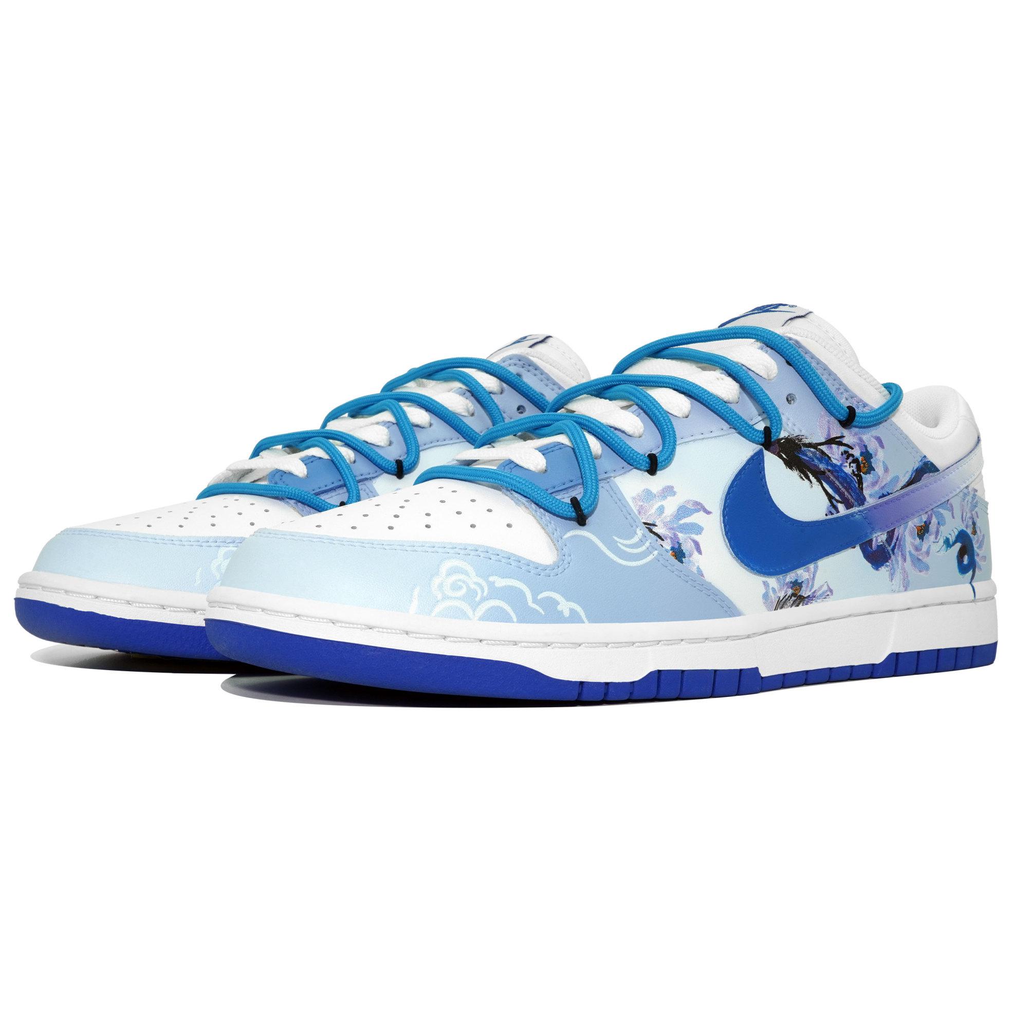 Shop [Kasut Custom] Nike Dunk Rendah 'Biru Naga-Putih' DV0831-104(Team113-水涌龙腾)