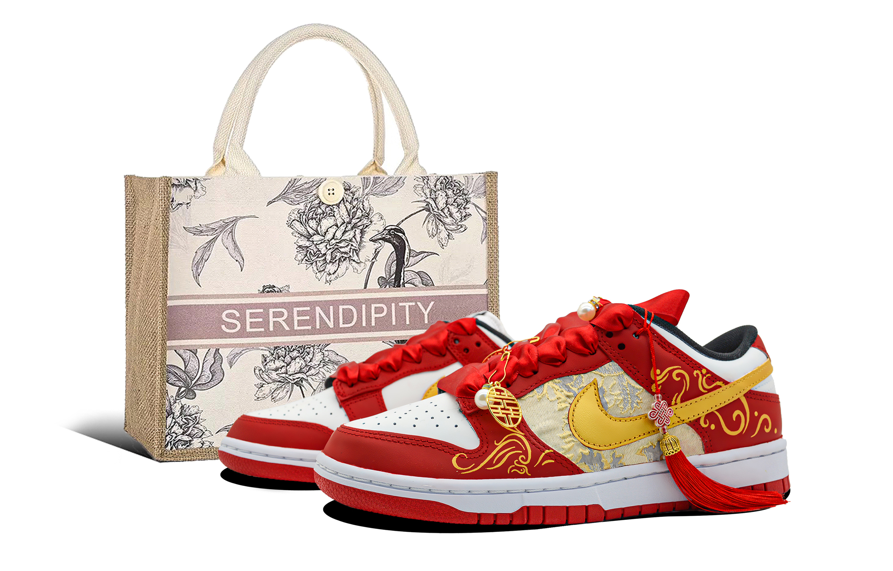 Buy [Zapatillas Personalizadas] Nike Dunk Low 'Boda Dragón y Fénix' FD9762-061(Team28-男女款白头偕老手提袋版)