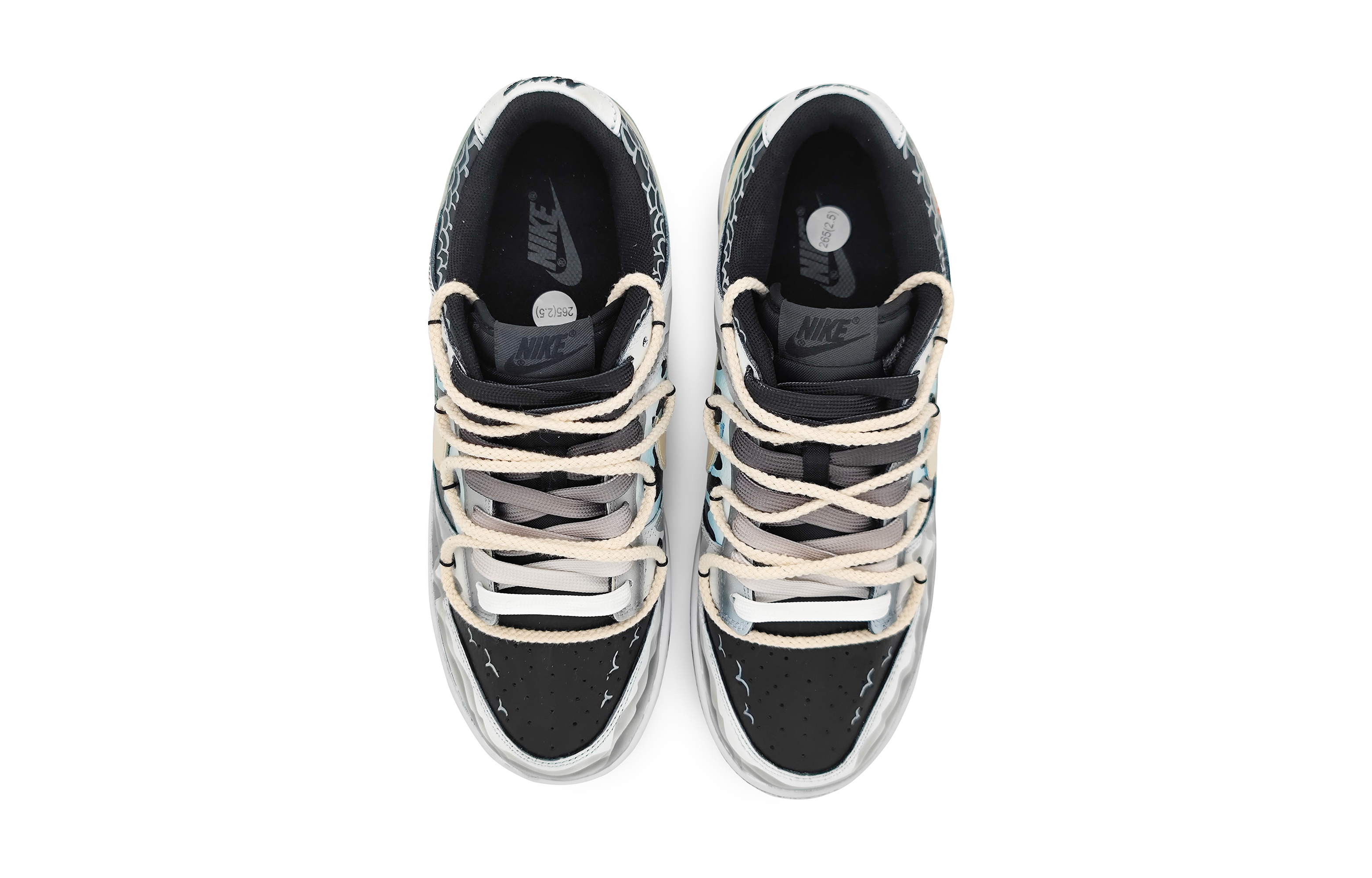 Shop 나이키 덩크 로우 '용황흑' (커스텀) FD1232-001(Team16-女款龙游万川米色)