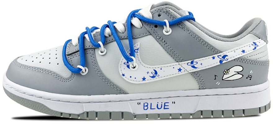 【訂製球鞋】Nike Dunk Low 蜻蜓之吻 情侶 低幫 板鞋 男款 白藍灰 Buy 【訂製球鞋】Nike Dunk Low 蜻蜓之吻 情侶 低幫 板鞋 男款 白藍灰