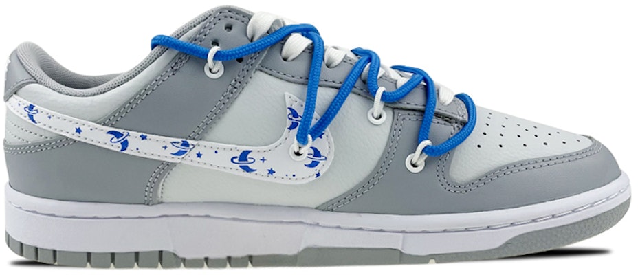 【訂製球鞋】Nike Dunk Low 蜻蜓之吻 情侶 低幫 板鞋 男款 白藍灰 Order 【訂製球鞋】Nike Dunk Low 蜻蜓之吻 情侶 低幫 板鞋 男款 白藍灰
