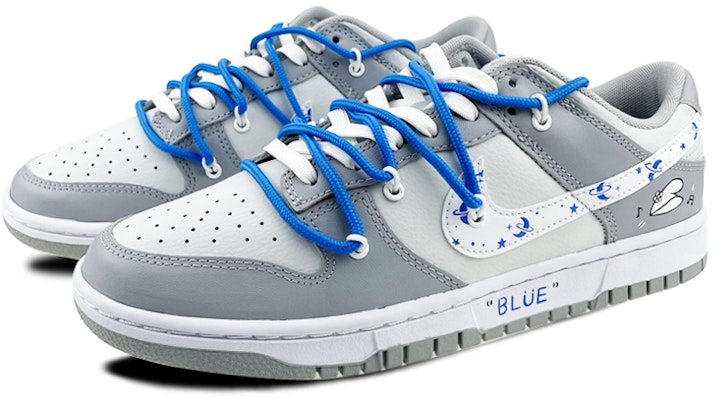【訂製球鞋】Nike Dunk Low 蜻蜓之吻 情侶 低幫 板鞋 男款 白藍灰 Lookbook 【訂製球鞋】Nike Dunk Low 蜻蜓之吻 情侶 低幫 板鞋 男款 白藍灰