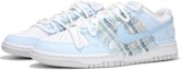 Lookbook 【訂製籃球鞋】Nike Dunk Low 火心夢幻淡藍 愛心小香風 解構式綁帶 復古 低筒 板鞋 男款 白藍色