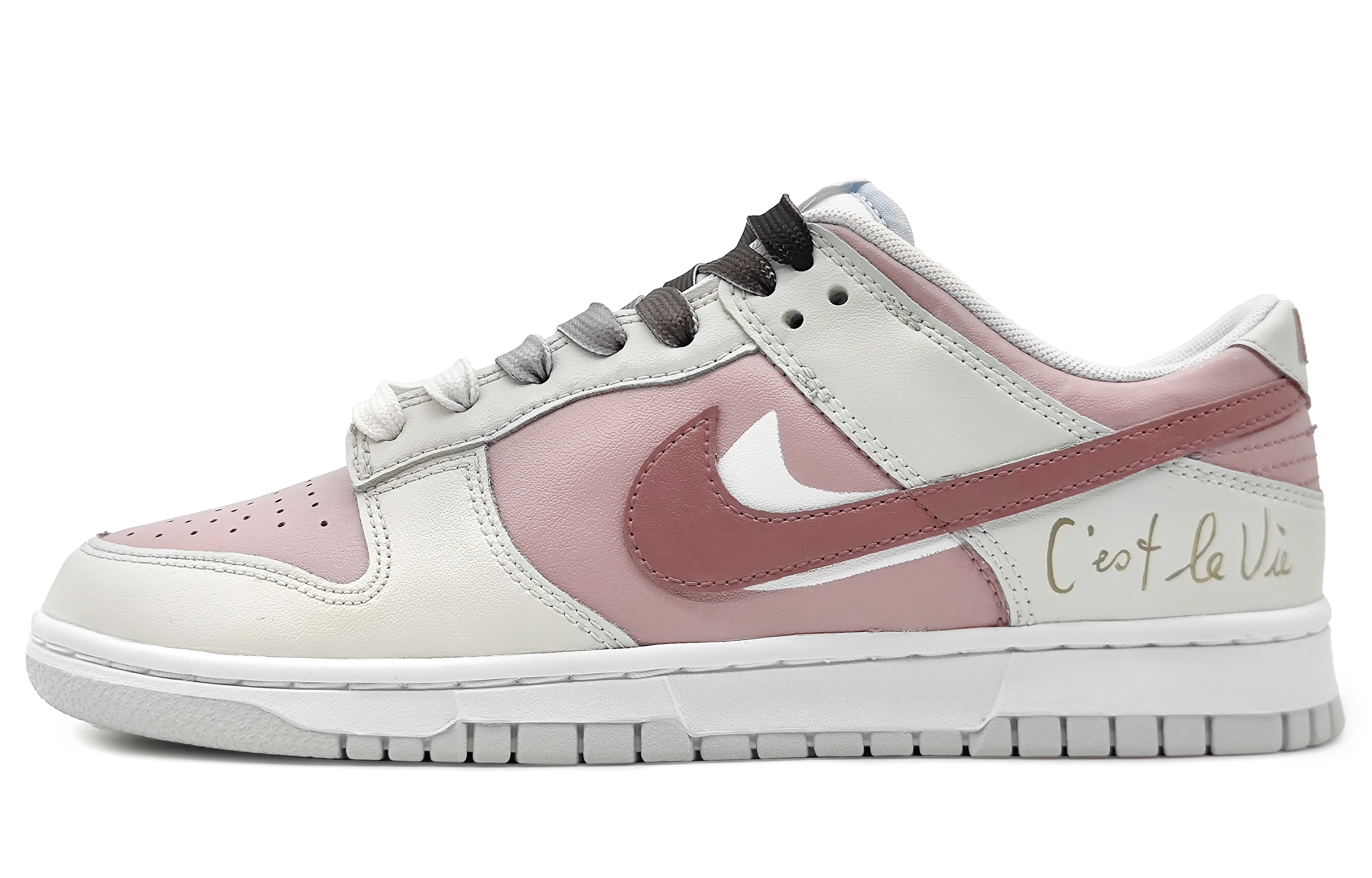 Buy 【定製球鞋】Nike Dunk Low 朦朧香草 桃之夭夭 簡約小清新 雙勾 低筒 滑板鞋 男款 粉灰