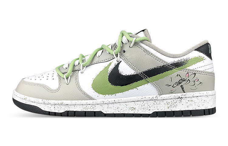 Buy [Sepatu Kustom] Nike Dunk Low 'Dual Swoosh Splatter Gaya Cina Teratai Hitam Putih Abu' FD0661-100(Team47-男双勾莲花解构)