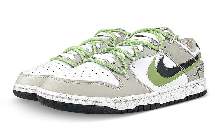 Lookbook [Sepatu Kustom] Nike Dunk Low 'Dual Swoosh Splatter Gaya Cina Teratai Hitam Putih Abu' FD0661-100(Team47-男双勾莲花解构)