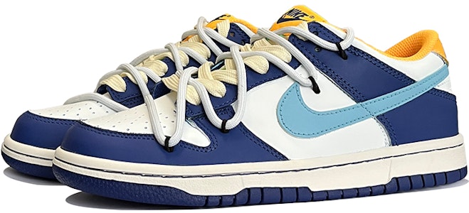 【訂製球鞋】 Nike Dunk 低筒 厄瓜多爾 春夏系列 簡約 中性風 防滑耐磨 低筒 滑板鞋 GS 藍白 Lookbook 【訂製球鞋】 Nike Dunk 低筒 厄瓜多爾 春夏系列 簡約 中性風 防滑耐磨 低筒 滑板鞋 GS 藍白