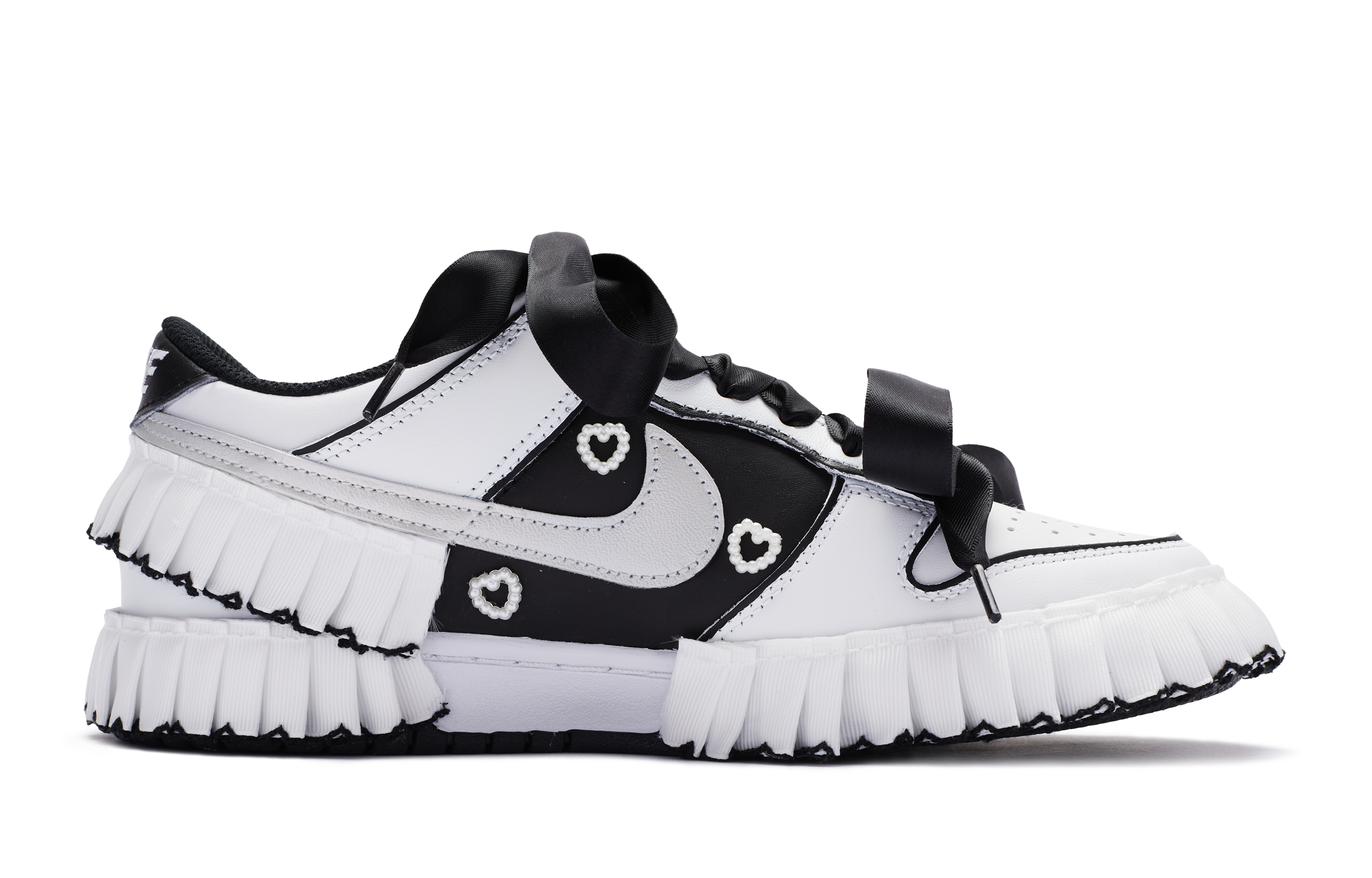 Order [Kasut Custom] Nike Dunk Low 'Elegant Dancer Putih Hitam Perak' CW1590-100(TeamR-女款优雅舞者)