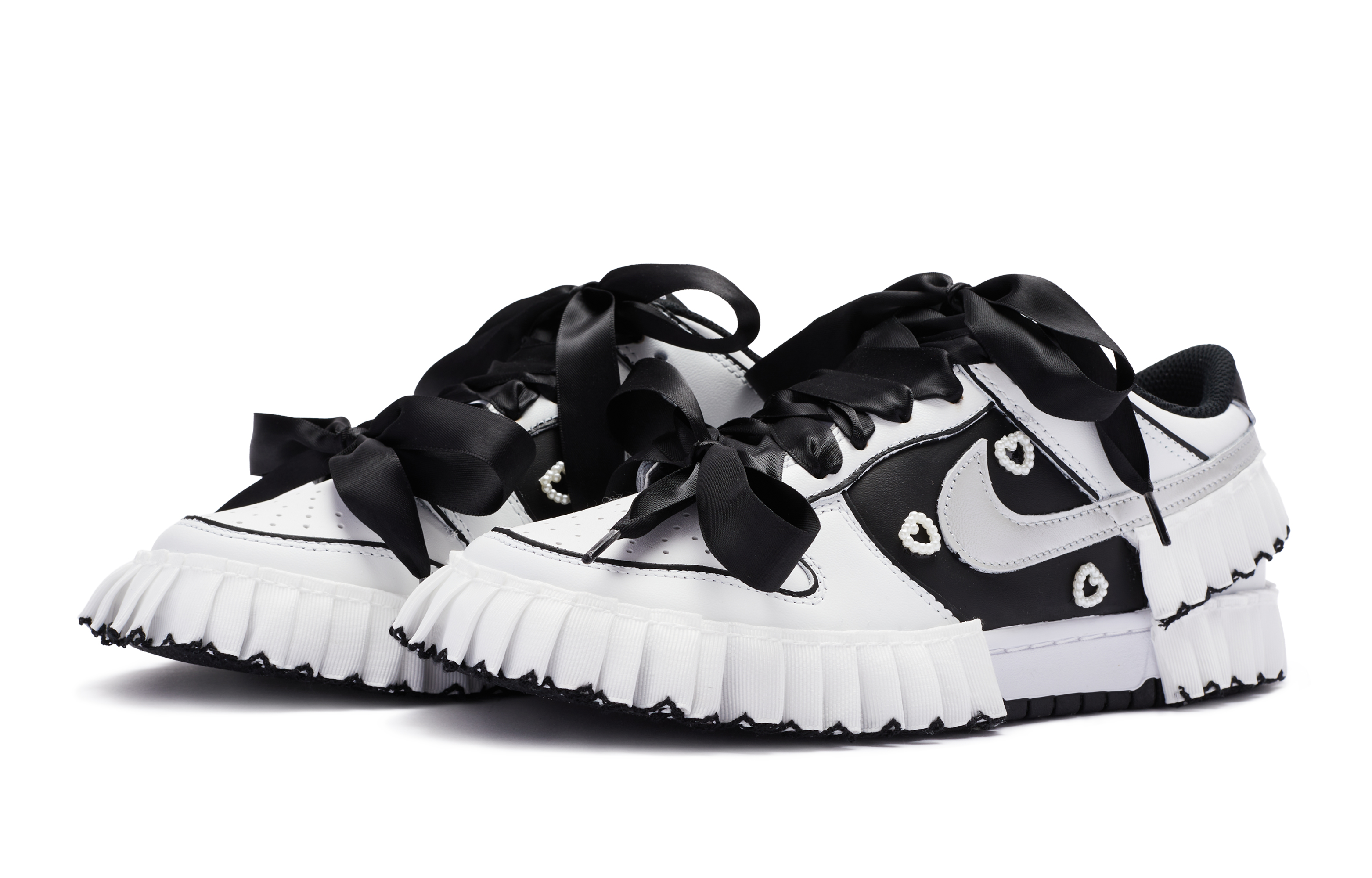 Lookbook [Kasut Custom] Nike Dunk Low 'Elegant Dancer Putih Hitam Perak' CW1590-100(TeamR-女款优雅舞者)