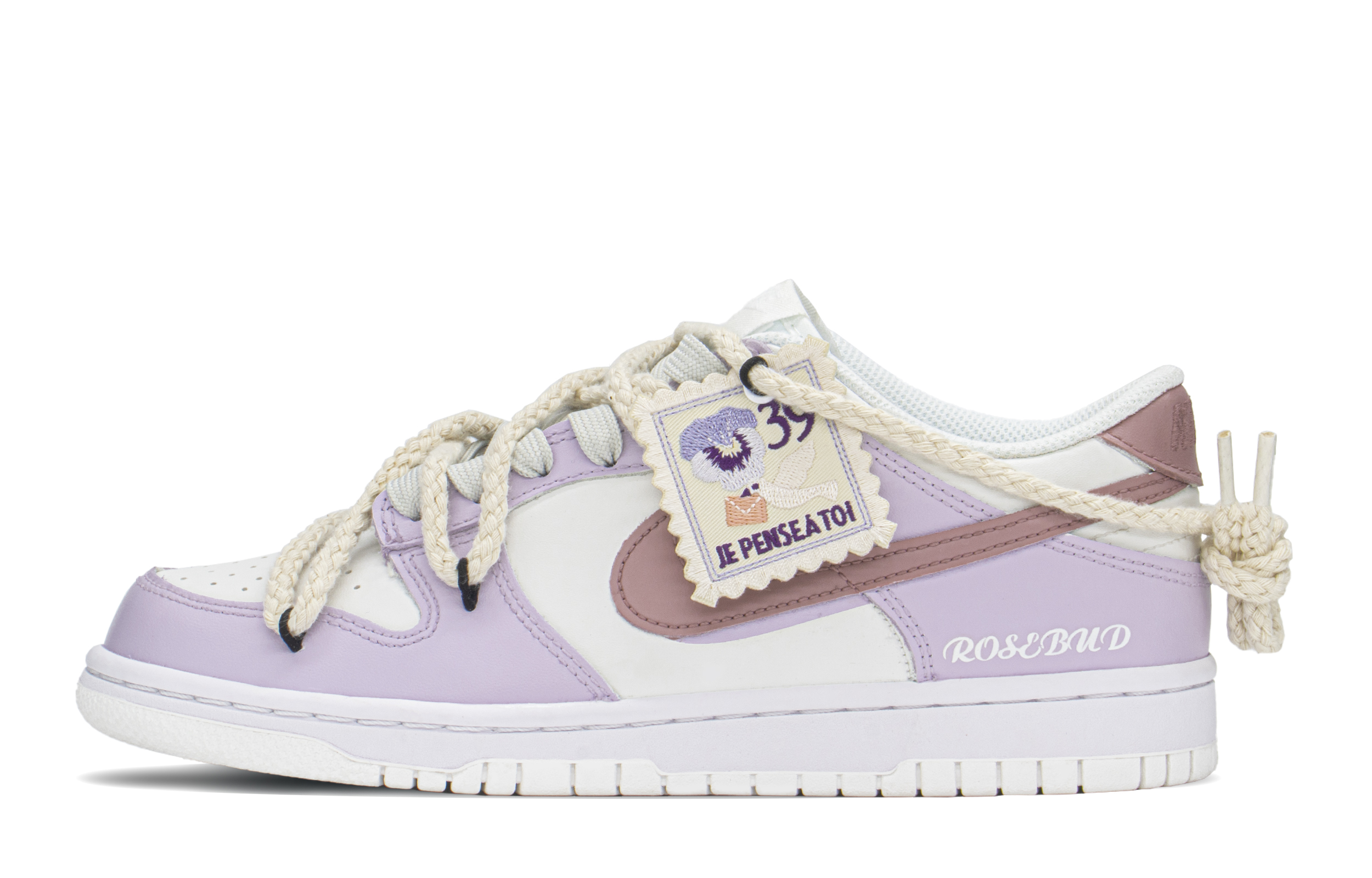 Buy 【定製球鞋】 Nike Dunk Low FZBB 刺繡玫瑰 溫柔 簡約 低筒 板鞋 GS 紫粉