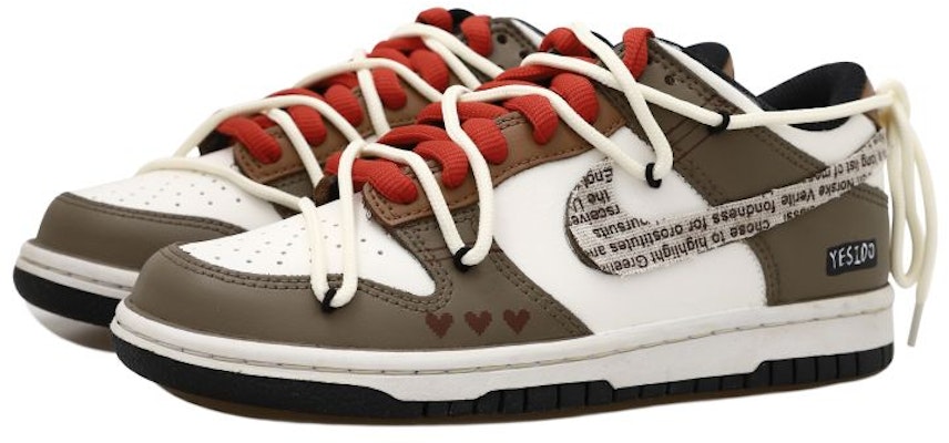 【訂製球鞋】Nike Dunk Low 永恆愛 我願意 老化貼布 解構鞋帶 禮盒 低筒 板鞋 GS 白棕 Lookbook 【訂製球鞋】Nike Dunk Low 永恆愛 我願意 老化貼布 解構鞋帶 禮盒 低筒 板鞋 GS 白棕