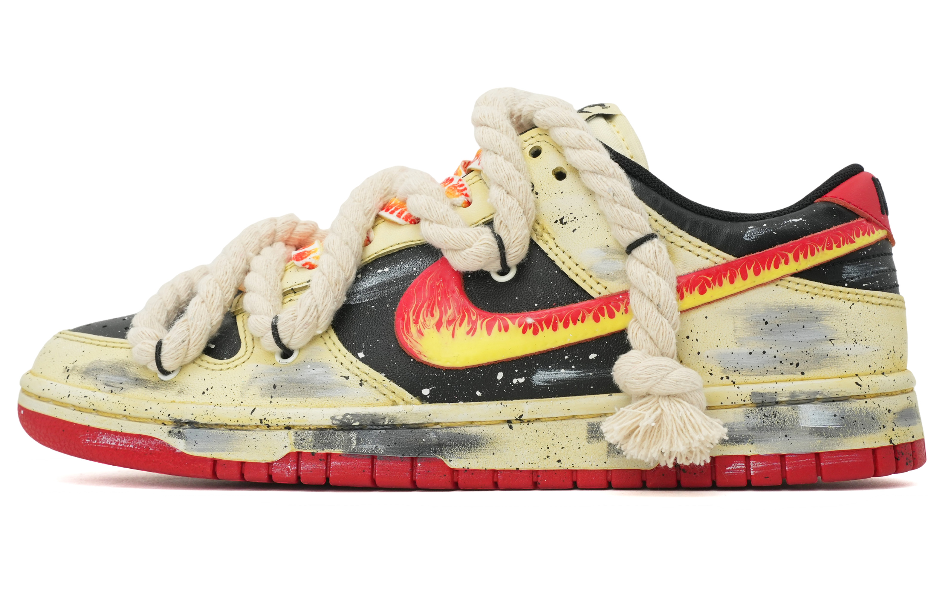 Buy [Nike Sepatu Kustom] Nike Dunk Low 'Faded Flame Swoosh Almond' FD9762-061(Team35-活力火焰）