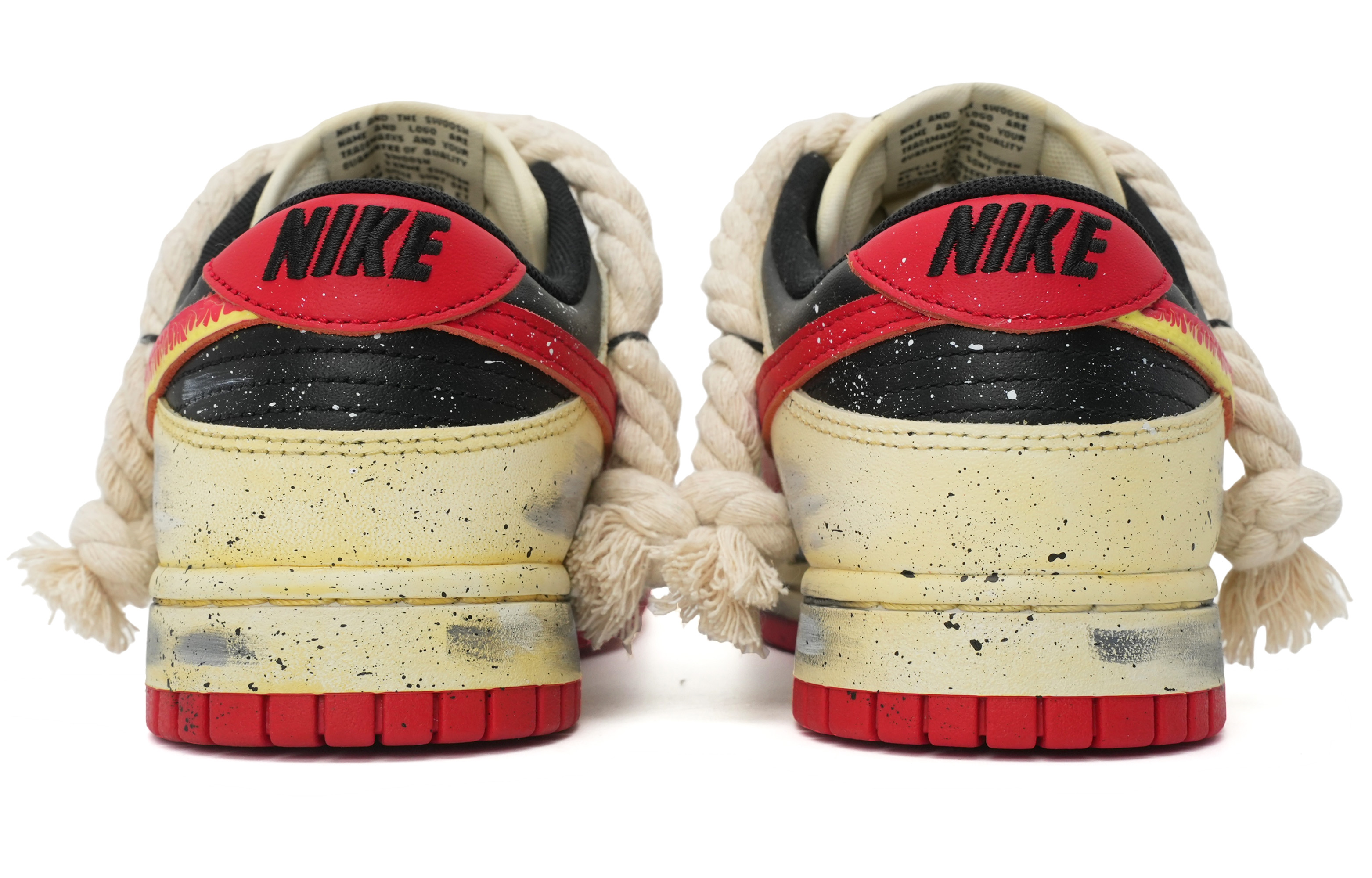 Shop [Nike Sepatu Kustom] Nike Dunk Low 'Faded Flame Swoosh Almond' FD9762-061(Team35-活力火焰）