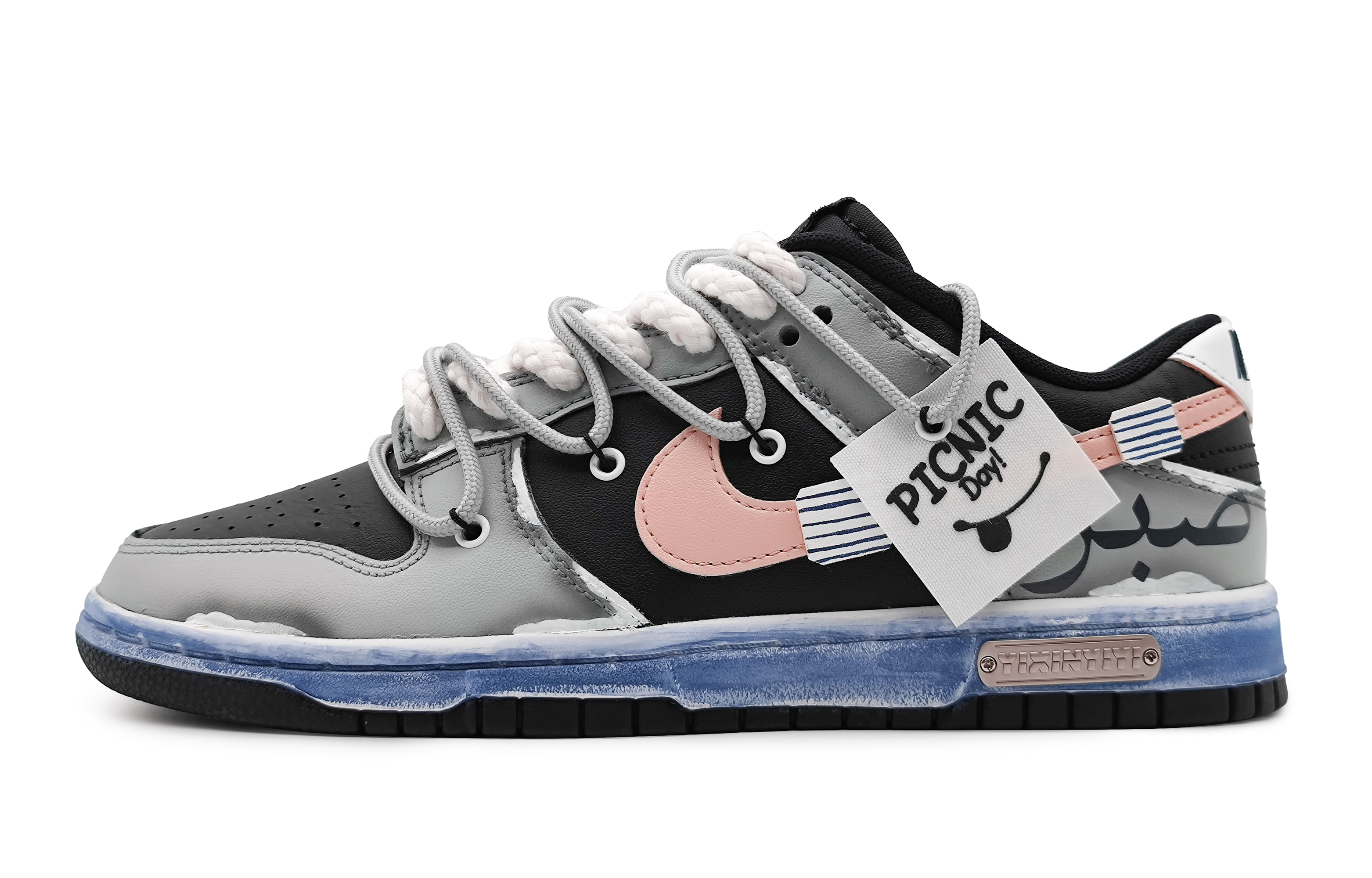 Buy [Zapatillas Personalizadas] Nike Dunk Low 'Rosa Deslavado-Negro-Gris' FD1232-001(Team16-女款摩根褪色粉)