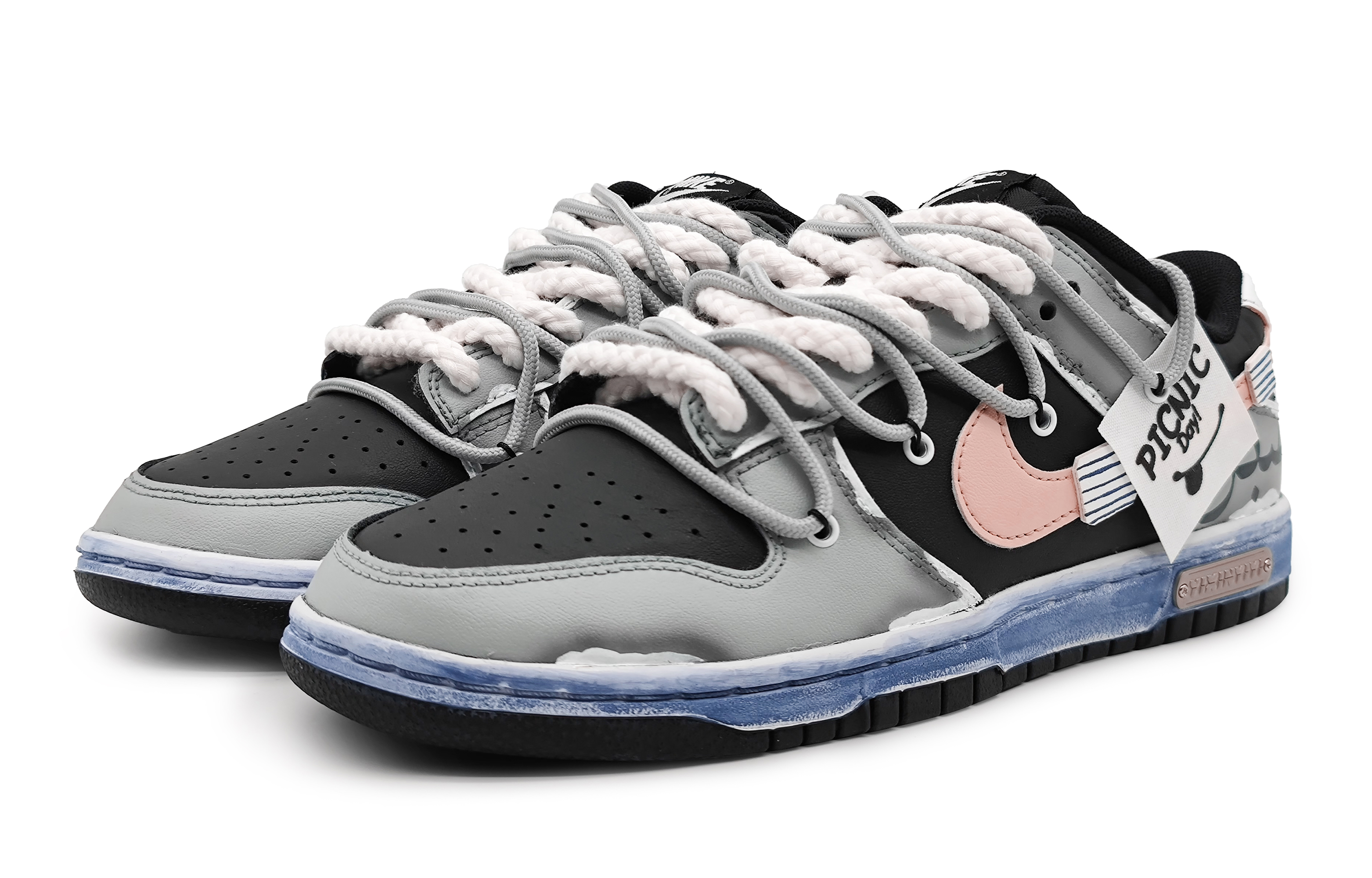 Lookbook [Zapatillas Personalizadas] Nike Dunk Low 'Rosa Deslavado-Negro-Gris' FD1232-001(Team16-女款摩根褪色粉)