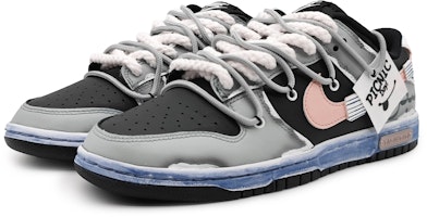 【客製化球鞋】Nike Dunk Low 摩根色變 複古 刺繡標籤 侵蝕漸變 染舊作風 低筒 滑板鞋 GS 粉黑灰 Lookbook 【客製化球鞋】Nike Dunk Low 摩根色變 複古 刺繡標籤 侵蝕漸變 染舊作風 低筒 滑板鞋 GS 粉黑灰