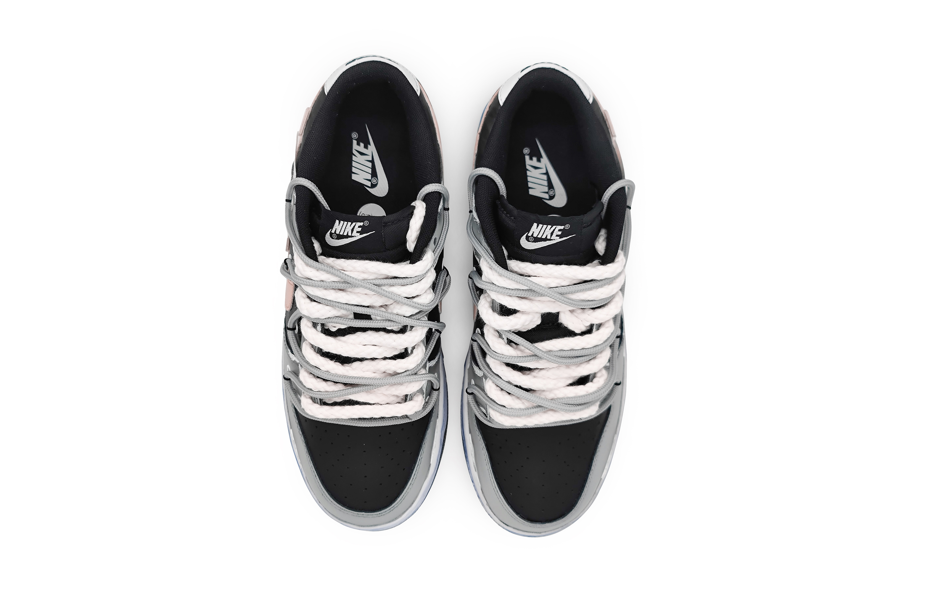 Shop [Zapatillas Personalizadas] Nike Dunk Low 'Rosa Deslavado-Negro-Gris' FD1232-001(Team16-女款摩根褪色粉)