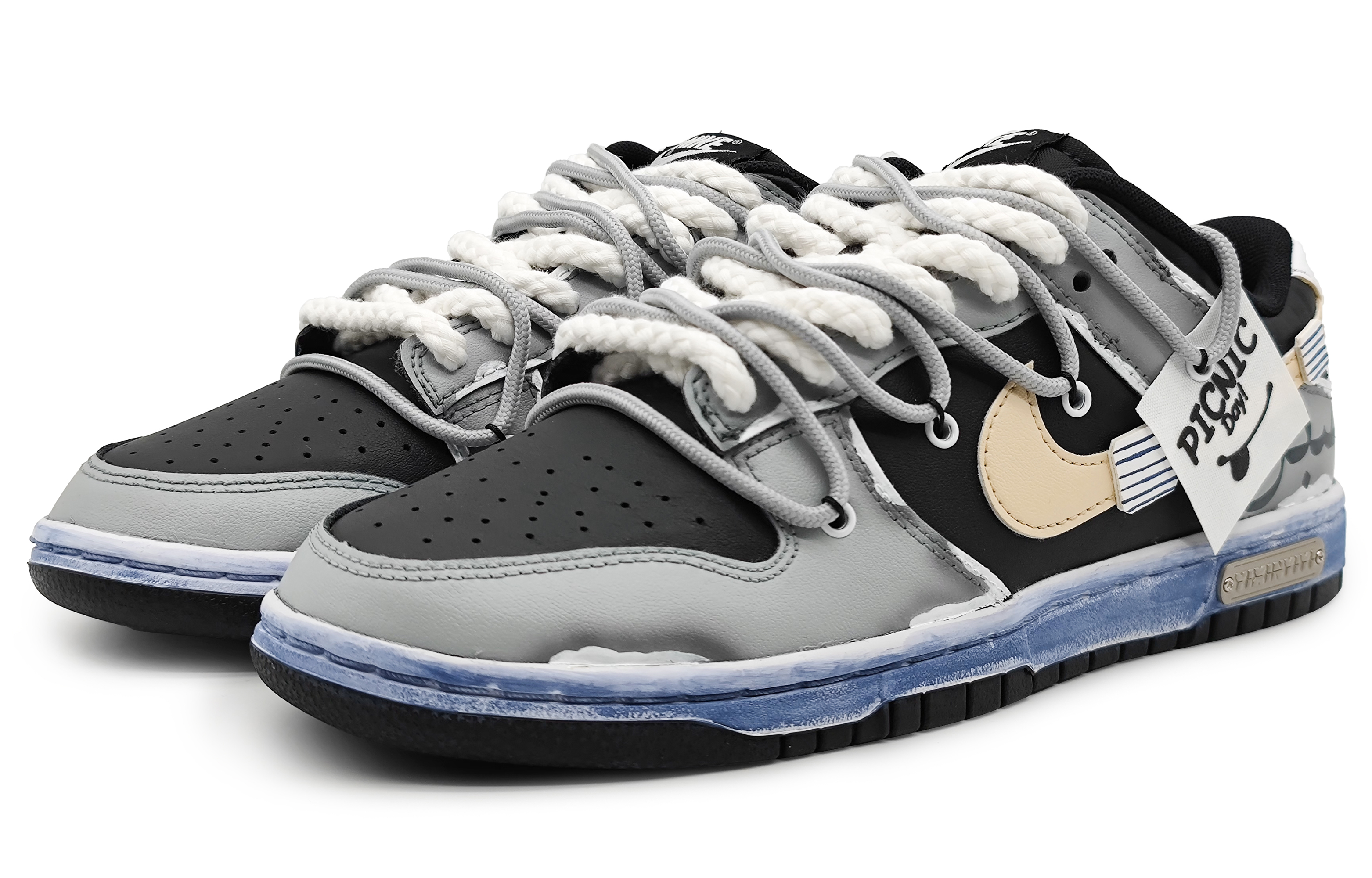 Lookbook [カスタムシューズ] ナイキ ダンク ロー 'フェードイエロー-ブラック-グレー' DV0831-002(Team16-男款摩根褪色黄)