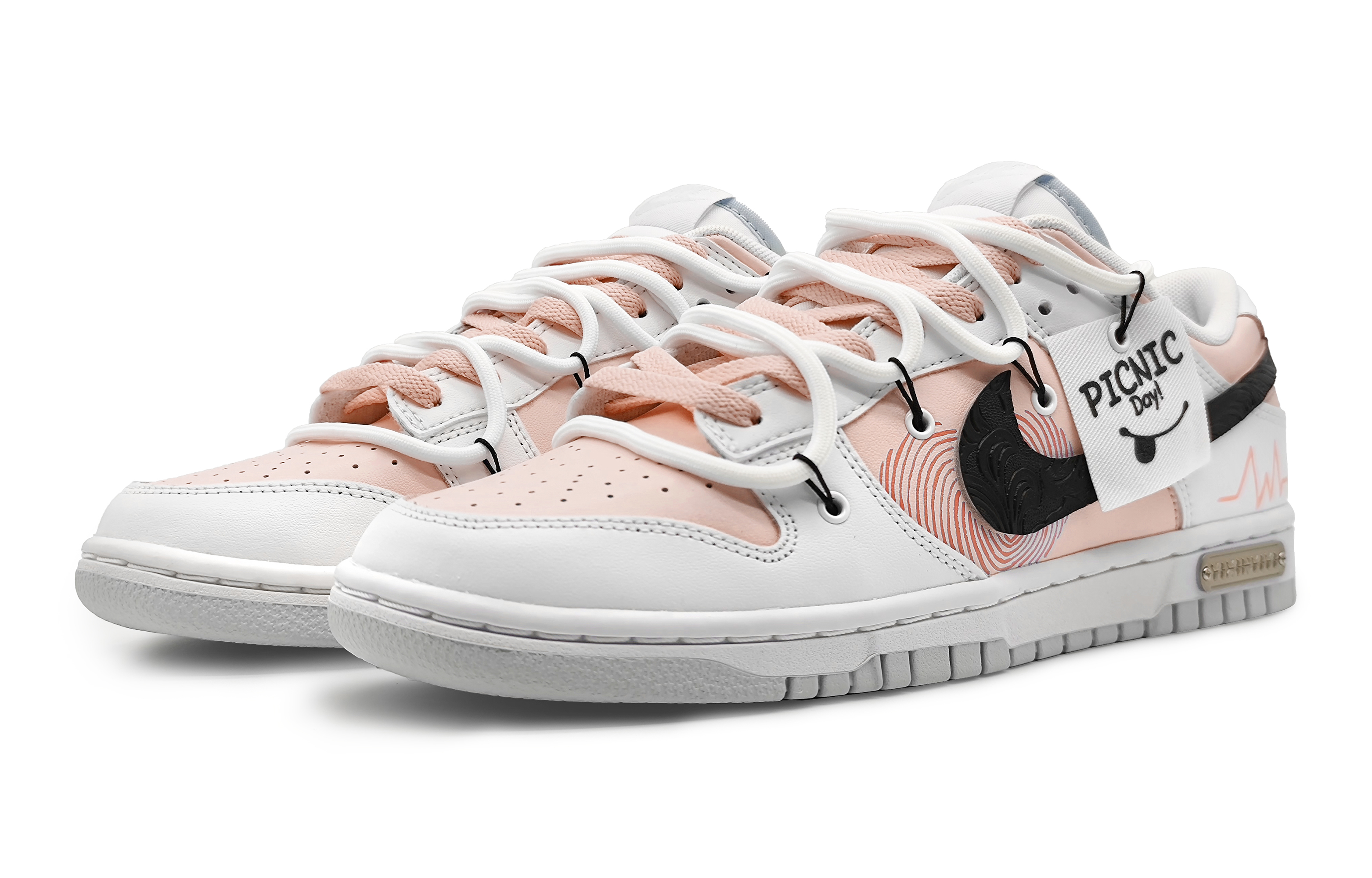 Lookbook [定制鞋款] 耐克Dunk Low '指纹心粉灰' DH9765-102(Team16-女款指纹爱心粉)