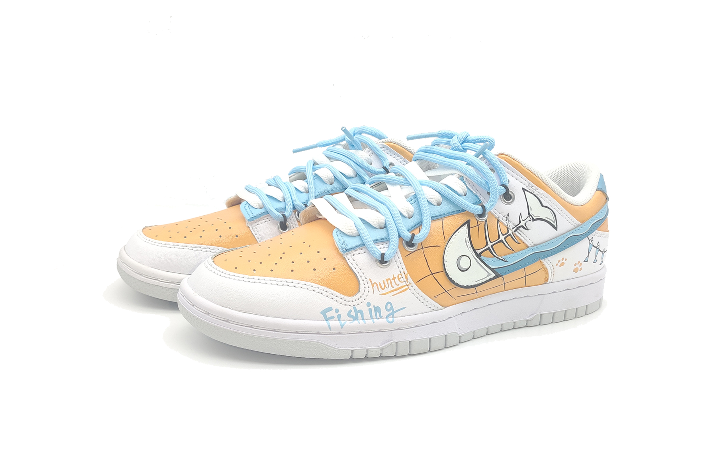 Lookbook カスタム ダンク Low "魚骨青白" (カスタムダンク Low "魚骨青白") DV0831-101(Team136-鱼骨)