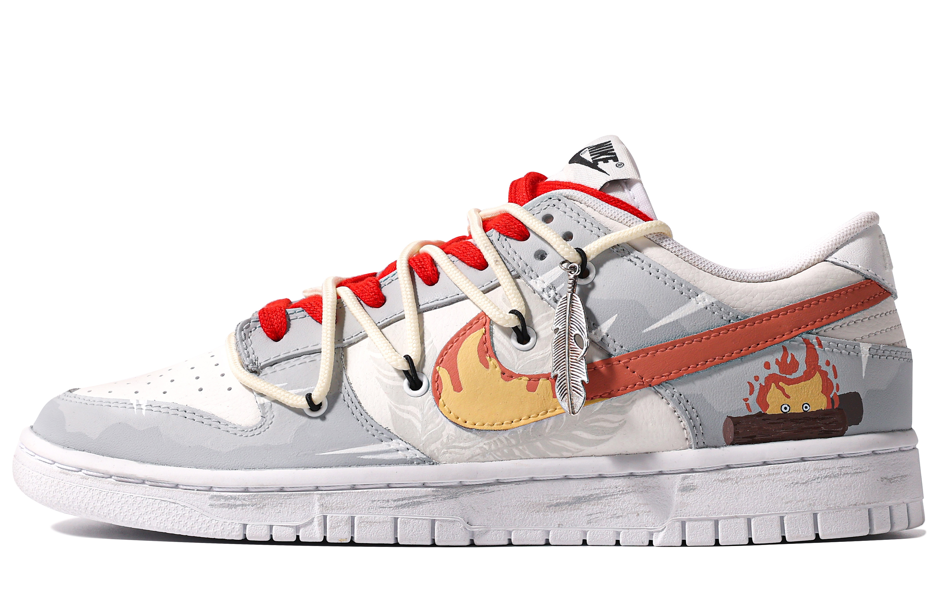 Buy [Custom Shoes] Nike Dunk Low 'Flame Red Grey White'