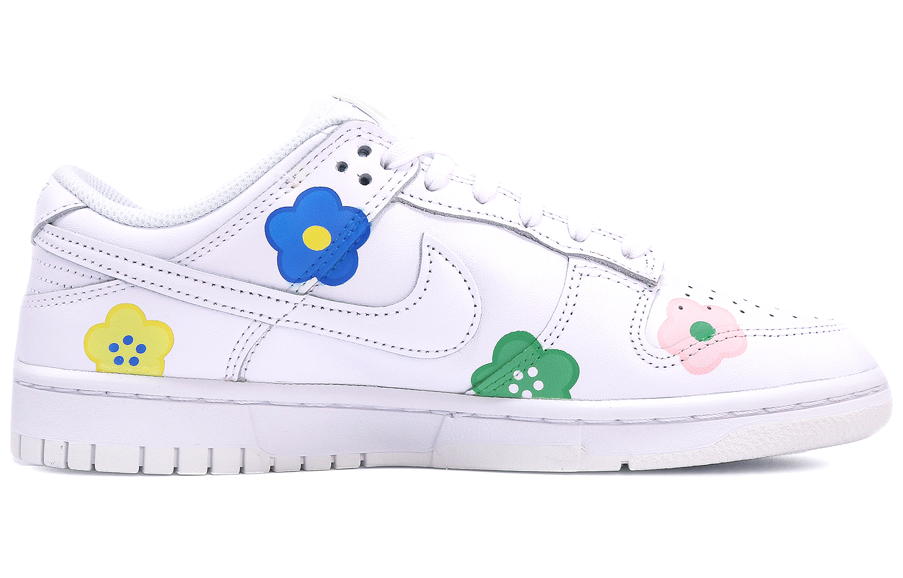 Lookbook 【定製球鞋】Nike Dunk Low 花朵 塗鴉 ins風 簡約 清新 高街 低幫 板鞋 GS 白粉藍