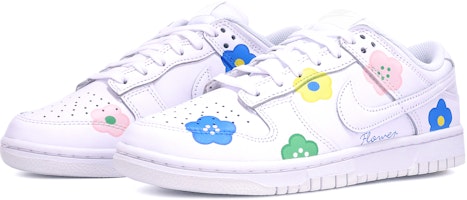 【定製球鞋】Nike Dunk Low 花朵 塗鴉 ins風 簡約 清新 高街 低幫 板鞋 GS 白粉藍 Shop 【定製球鞋】Nike Dunk Low 花朵 塗鴉 ins風 簡約 清新 高街 低幫 板鞋 GS 白粉藍