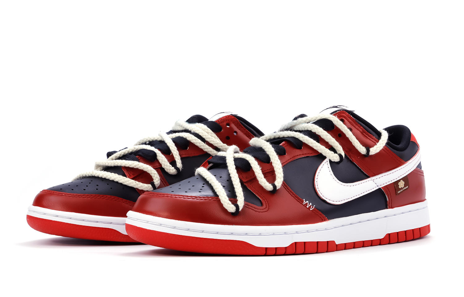 Lookbook 【定製球鞋】Nike Dunk Low 勿食福果 雙鞋帶解構 禁忌 紅黑 潮流 低筒 球鞋 男女同款 黑紅