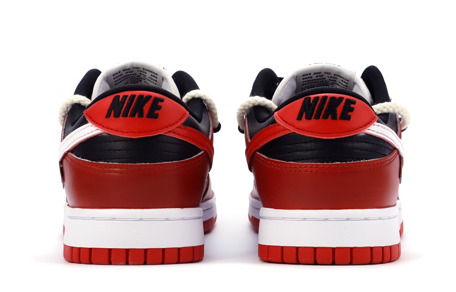 Shop 【定製球鞋】Nike Dunk Low 勿食福果 雙鞋帶解構 禁忌 紅黑 潮流 低筒 球鞋 男女同款 黑紅