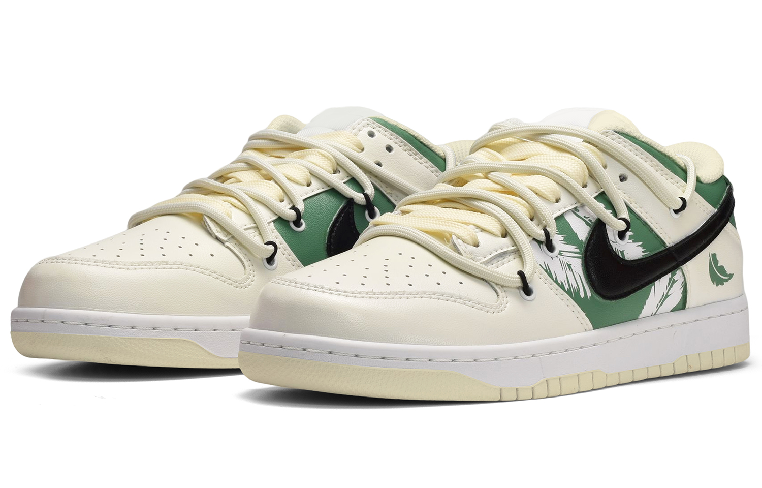 Lookbook [Kasut Custom] Nike Dunk Low 'Bulu Segar' DJ6188-100(TeamE-男款清新羽毛黄绿)