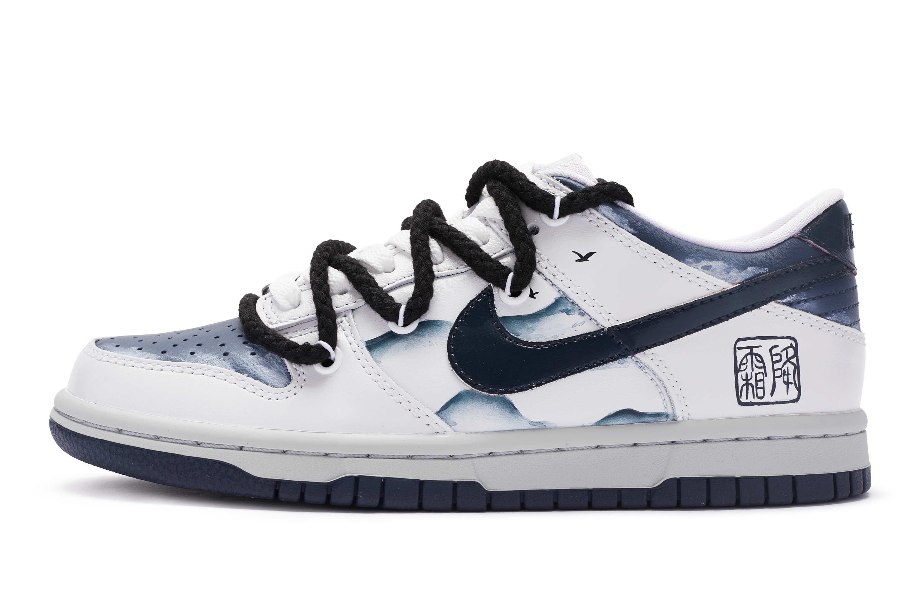 Buy [定制鞋款] 耐克Dunk Low '霜降手绘黑白' DX1663-400(TeamR-女款霜降黑白S-BOX)