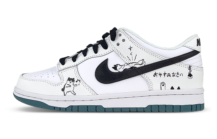 Buy 【定制球鞋】Nike Dunk Low 趣味貓咪 寵物 貓爪塗鴉 低幫 板鞋 GS 黑白