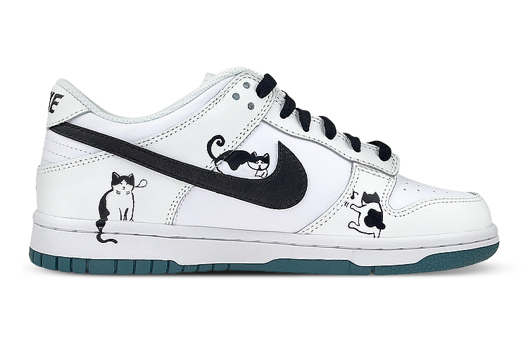 Order 【定制球鞋】Nike Dunk Low 趣味貓咪 寵物 貓爪塗鴉 低幫 板鞋 GS 黑白