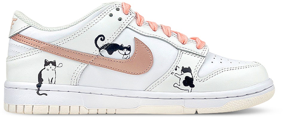 【客製化球鞋】Nike Dunk Low 趣味貓咪 寵物 貓爪塗鴉 低幫 板鞋 GS 黑白粉 Order 【客製化球鞋】Nike Dunk Low 趣味貓咪 寵物 貓爪塗鴉 低幫 板鞋 GS 黑白粉