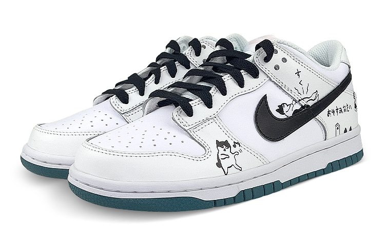 Lookbook 【定制球鞋】Nike Dunk Low 趣味貓咪 寵物 貓爪塗鴉 低幫 板鞋 GS 黑白