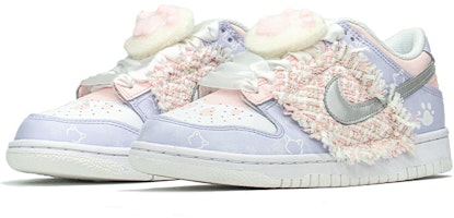 【定制球鞋】 Nike Dunk Low 特殊禮盒 毛球貓爪 小香風縫紉 低幫 板鞋 GS 粉紫 Lookbook 【定制球鞋】 Nike Dunk Low 特殊禮盒 毛球貓爪 小香風縫紉 低幫 板鞋 GS 粉紫