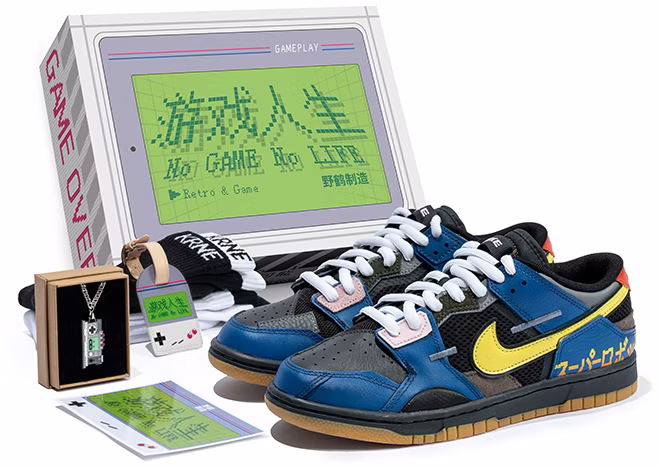 custom-shoes-nike-dunk-low-game-key-graffiti-blue-yellow