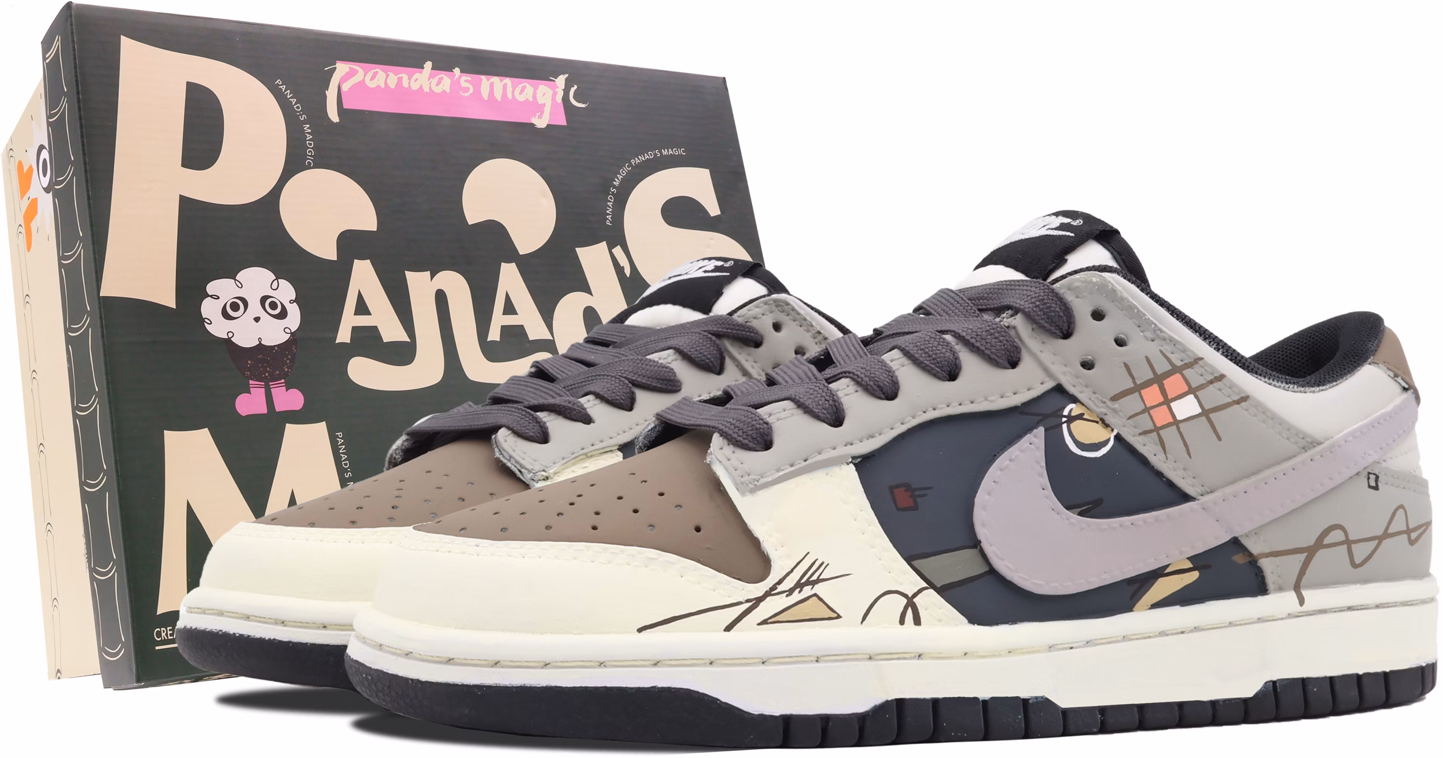 custom-shoes-nike-dunk-low-geometric-preppy-graffiti-black