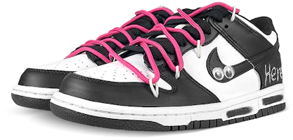 Shop 【訂製球鞋】Nike Dunk Low 禮盒 黑白熊貓 大眼萌仔 黑煤球 解構 防滑 低筒 板鞋 男女款 黑粉