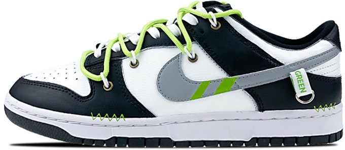 custom-shoes-nike-dunk-low-gift-box-deconstructed-black-white-green