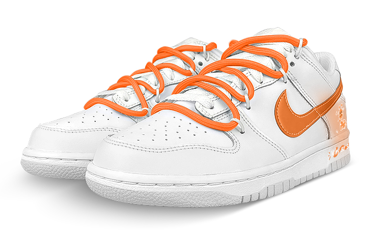 Lookbook 【訂製球鞋】 Nike Dunk Low 禮盒 解構雙鞋帶 長頸鹿 暈染漸變 低筒 板鞋 男款 白橙
